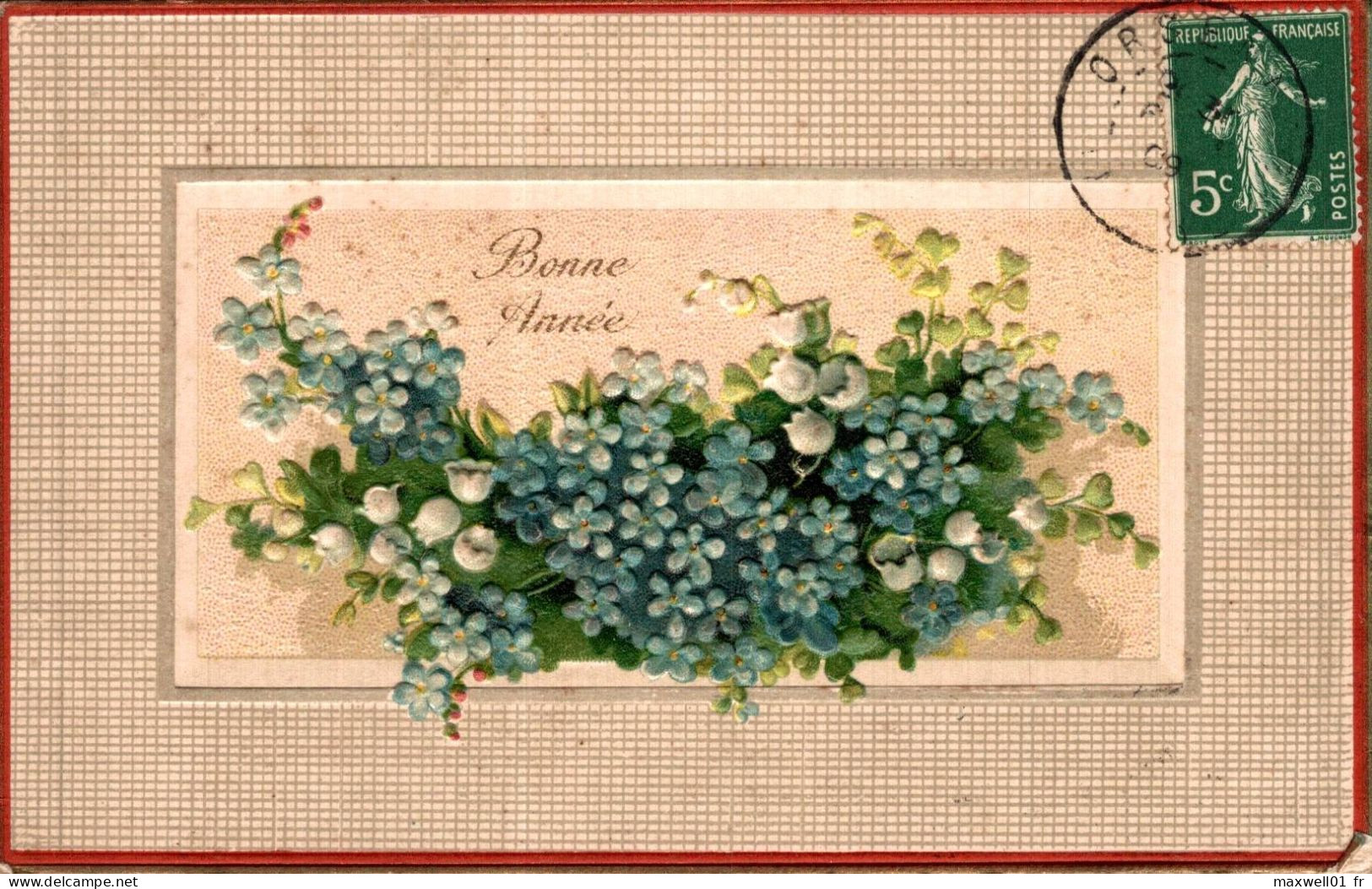 O7 - Carte Postale Fantaisie Gaufrée - Fleurs - Bonne Année - Neujahr