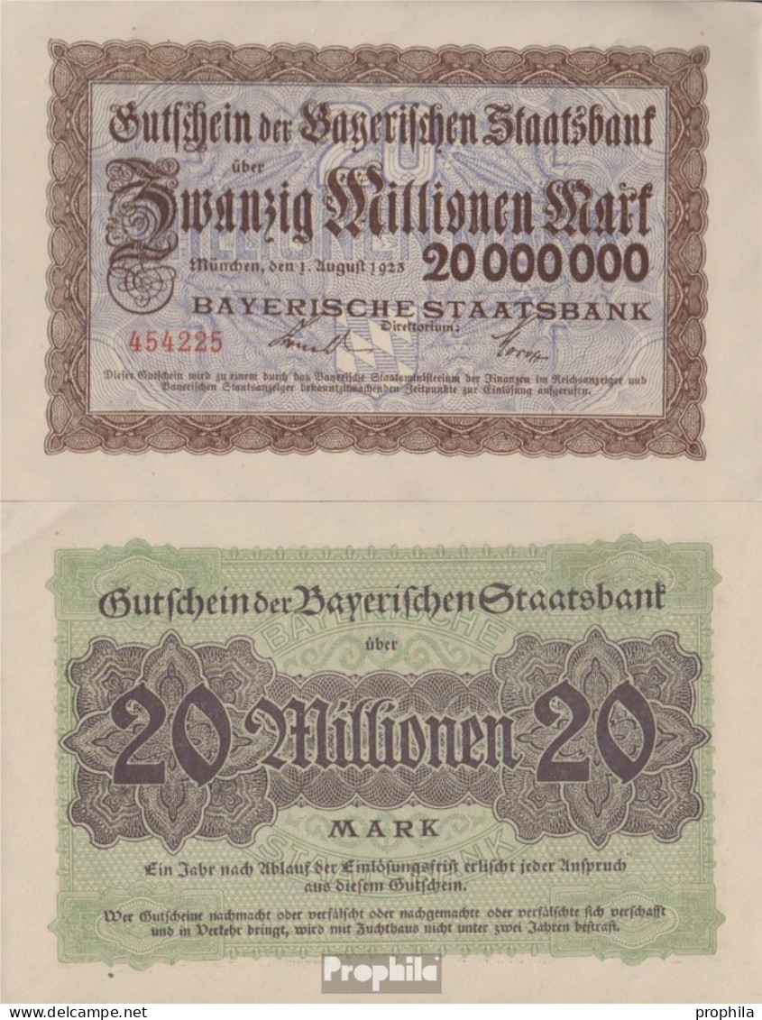 Bayern Inflationsgeld Bayerische Staatsbank Gebraucht (III) 1923 20 Millionen Mark - 20 Millionen Mark