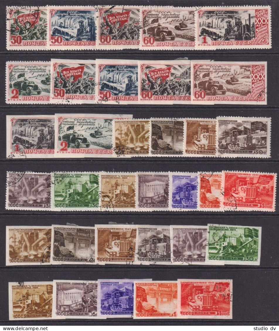 Russia Soviet Union 1947 Complete Year Set Used W/o S/Sheets CV 300 EUR - Usados