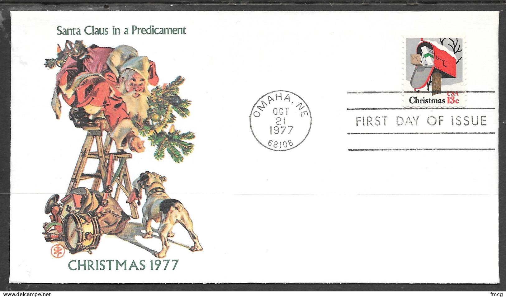 USA FDC Fleetwood Cachet, 1977 13 Cents Christmas Mail Box - 1971-1980
