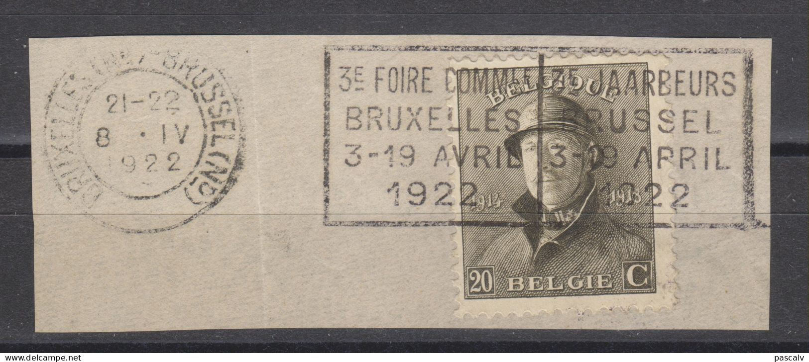 COB 170 Oblitération Centrale Flamme 3 ème Foire Commerciale De Bruxelles - 1919-1920 Roi Casqué