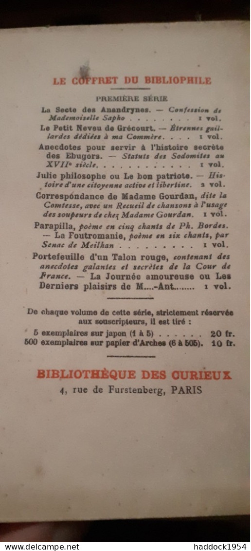 Correspondance De Mme GOURDAN JEAN HERVEZ Bibliothèque Des Curieux 1924 - Autres & Non Classés