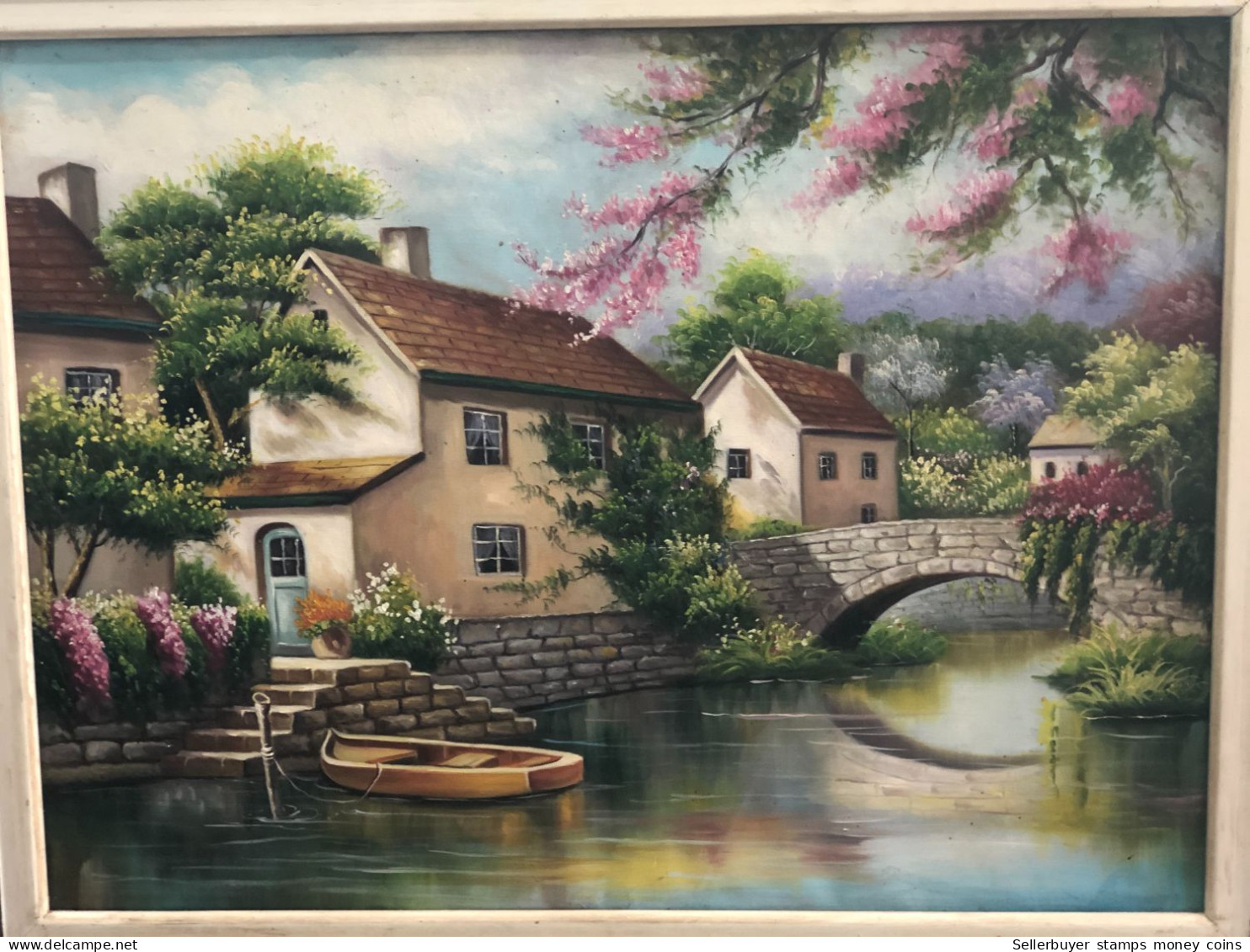 Viet Nam I Sell Picture-painting On The Strip Old 30 Years (draw A Làng Som Song Nuoc Size 59x78)one Picture - Asian Art