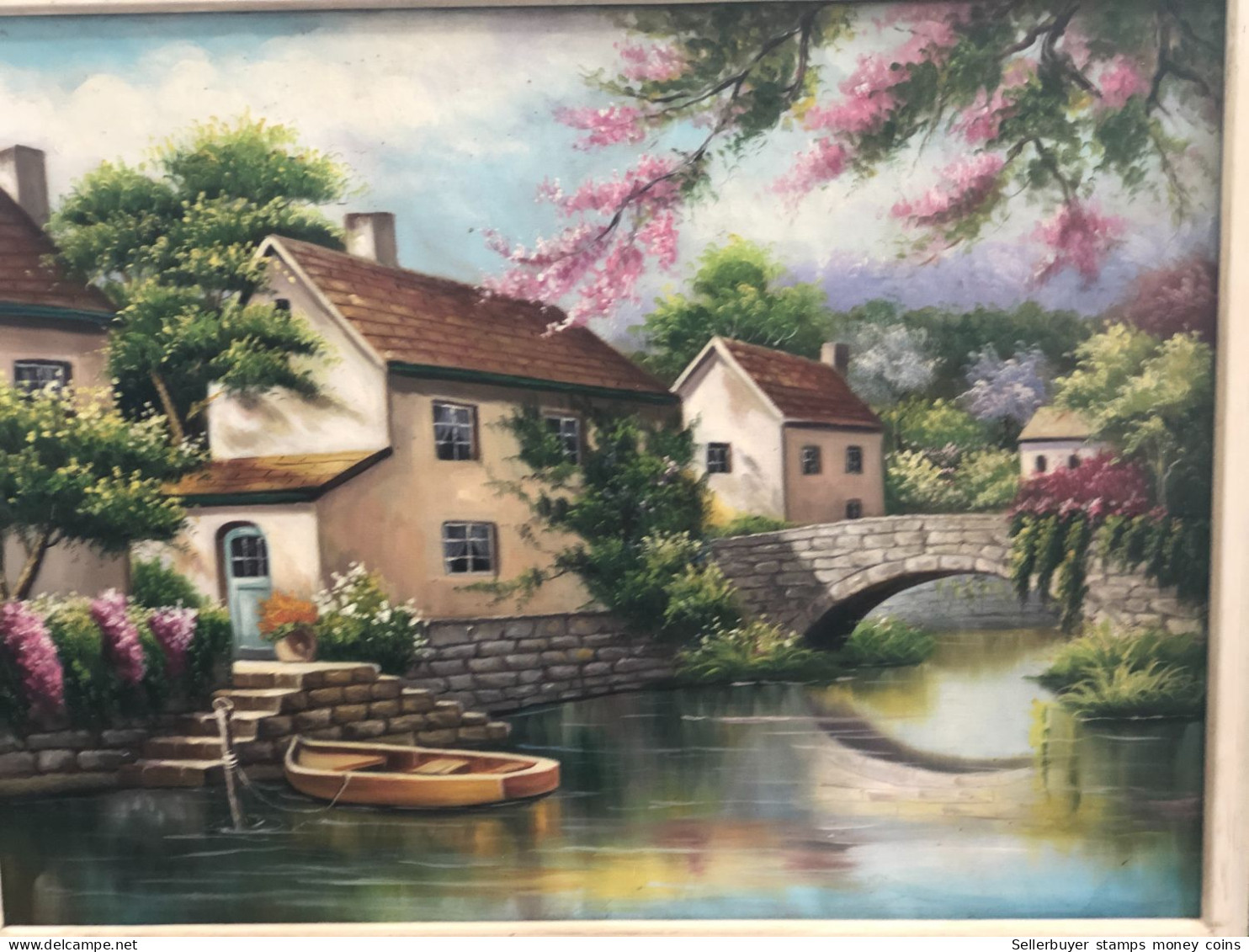 Viet Nam I Sell Picture-painting On The Strip Old 30 Years (draw A Làng Som Song Nuoc Size 59x78)one Picture - Art Asiatique