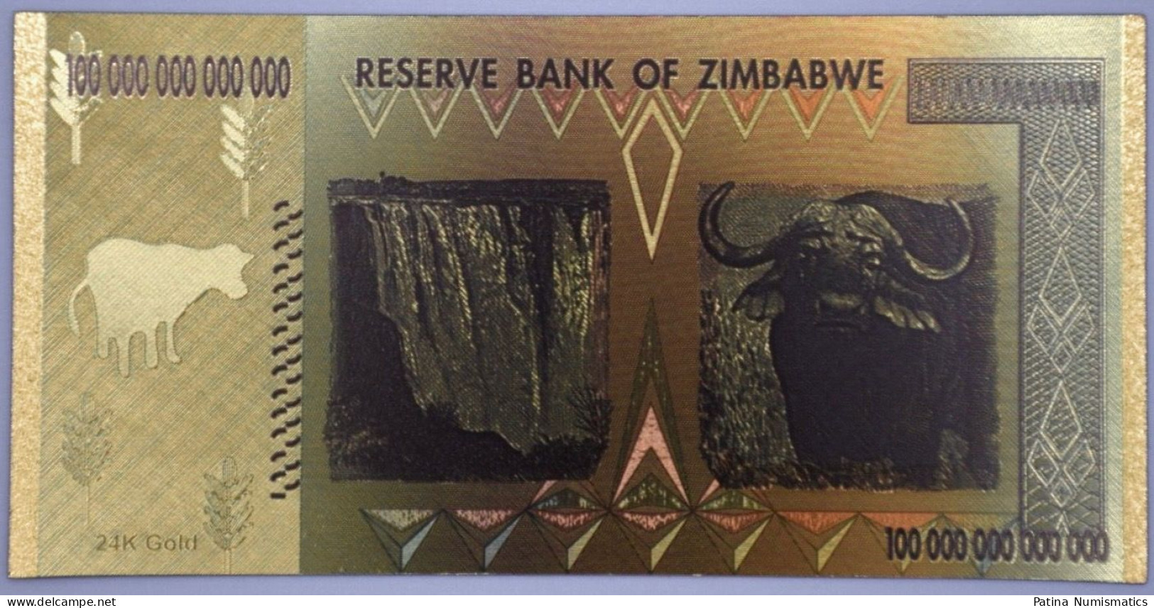 Zimbabwe $100 100 Trillion Dollars Gold Banknote Money Collection Novelty - Zimbabwe