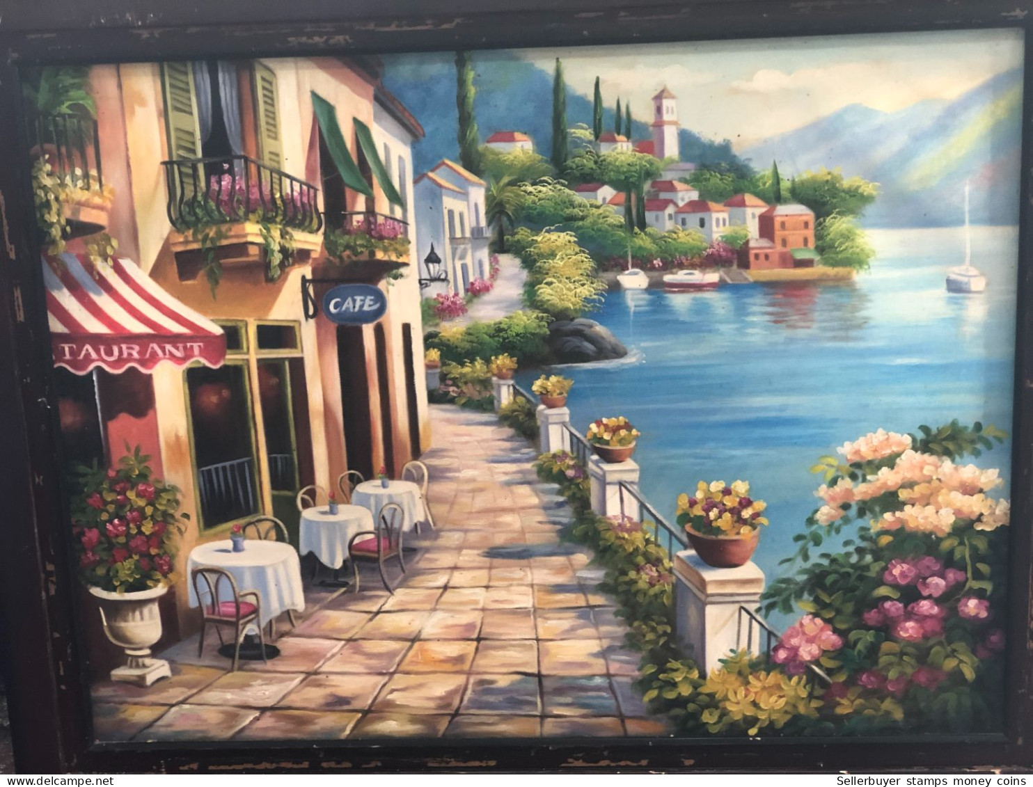Viet Nam I Sell Picture-painting On The Strip Old 30 Years (draw A Cafe Taurant Size 59x78)one Picture - Aziatische Kunst