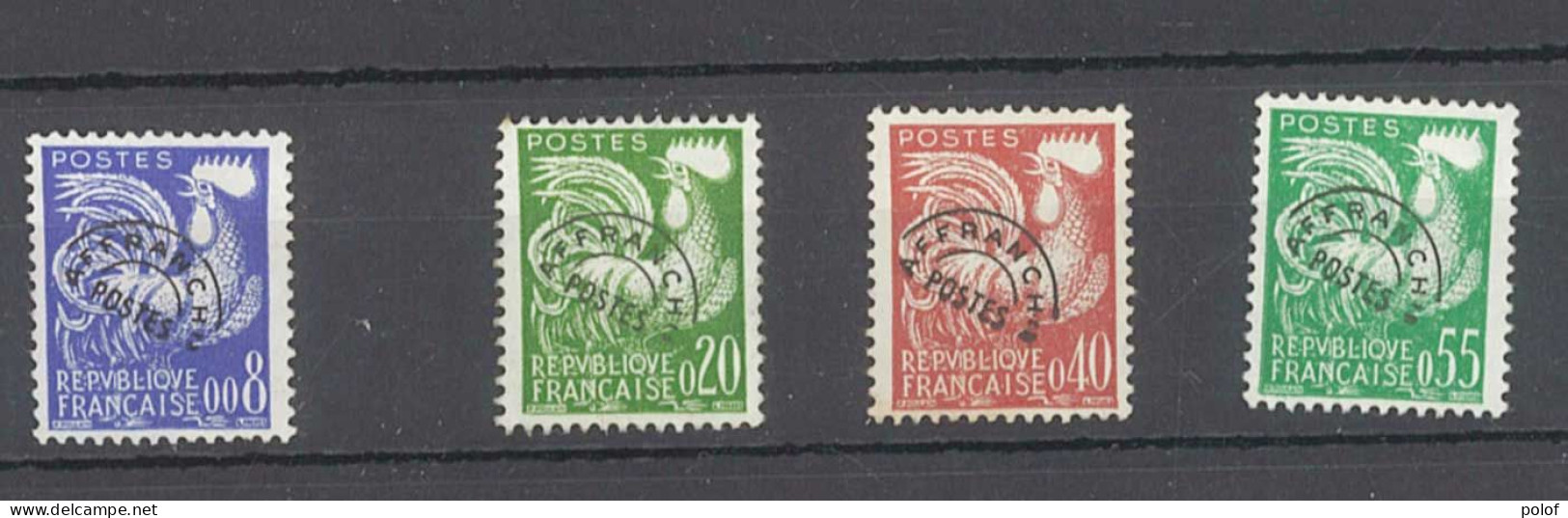 PREOBLITERE - Coq Gaulois - Série De 4 Timbres Sans Gomme - Yvert  119 à 122 - 1953-1960