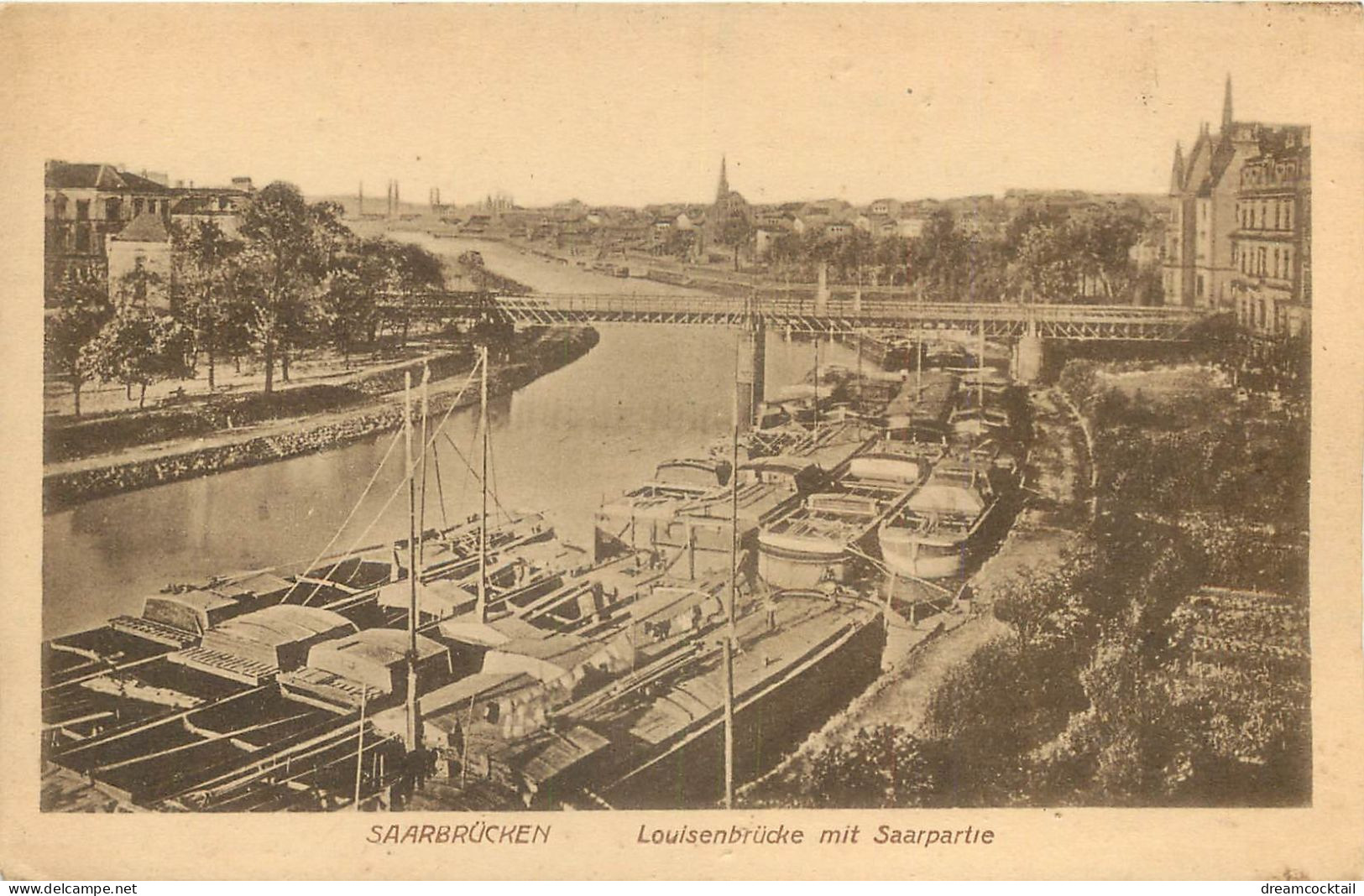 SAARBRÜCKEN. Louisenbrücke Mit Saarpartie, Péniches 1919 - Saarbruecken