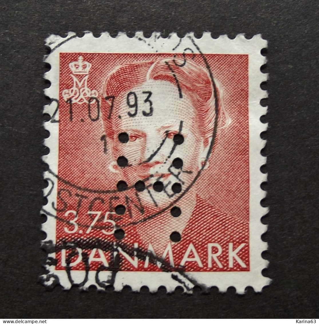 Denmark  - Danemark - 1992 -  ( Queen Margrethe )  Lochung -  H  -  Hjemmevaernet (Hjemmevaernsregion IV) - Cancelled - Usati