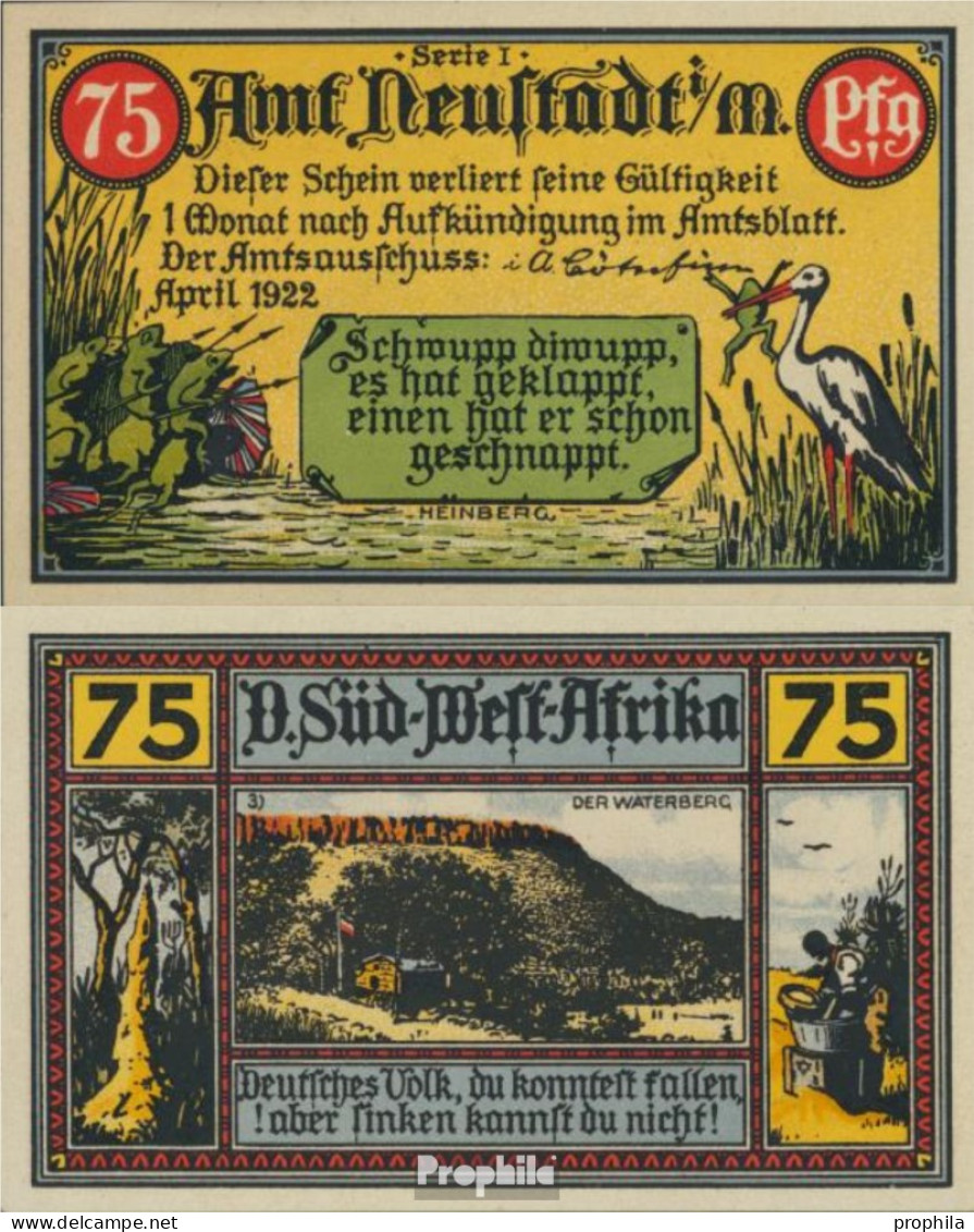 Neustadt Notgeld: 961.1 Bild 3 Deutsch-Südwestafrika Gebraucht (III) 1922 75 Pfennig Neustadt Amt - Austria
