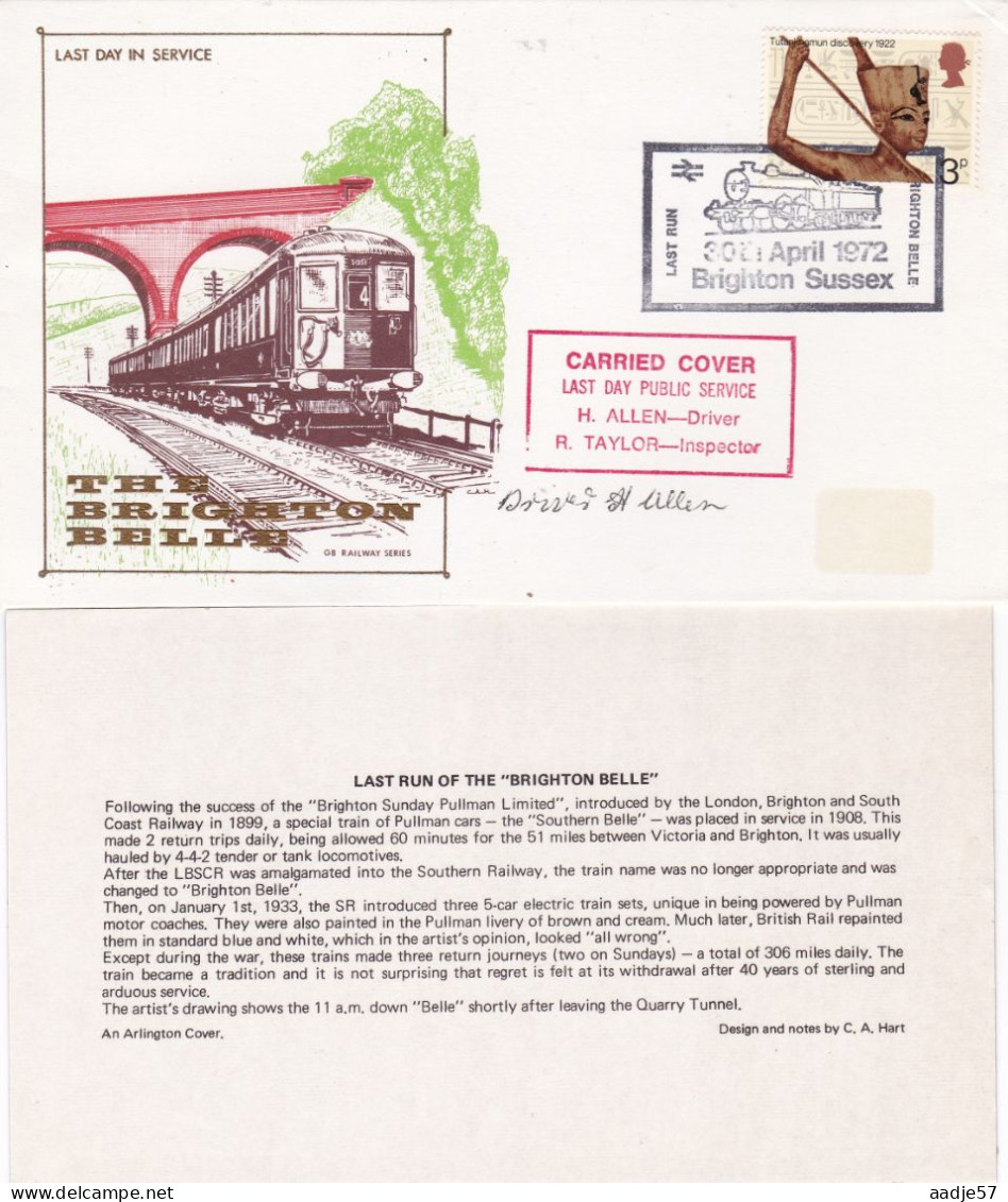 GB Engeland 1972 Last Run Of The Brighton Belle 30-04-1972 Signed By Driver Allen - Trains
