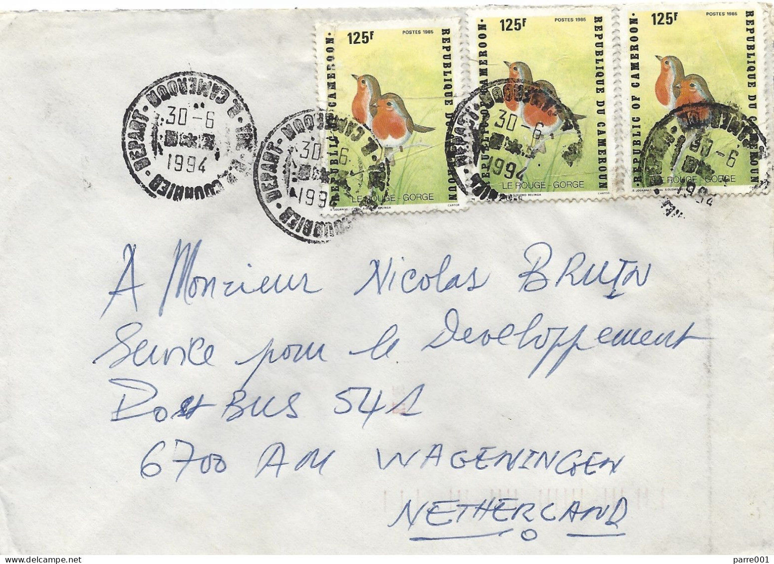 Cameroun Cameroon 1994 Yaounde Robin Erithacus Rubecula Cover - Pájaros Cantores (Passeri)