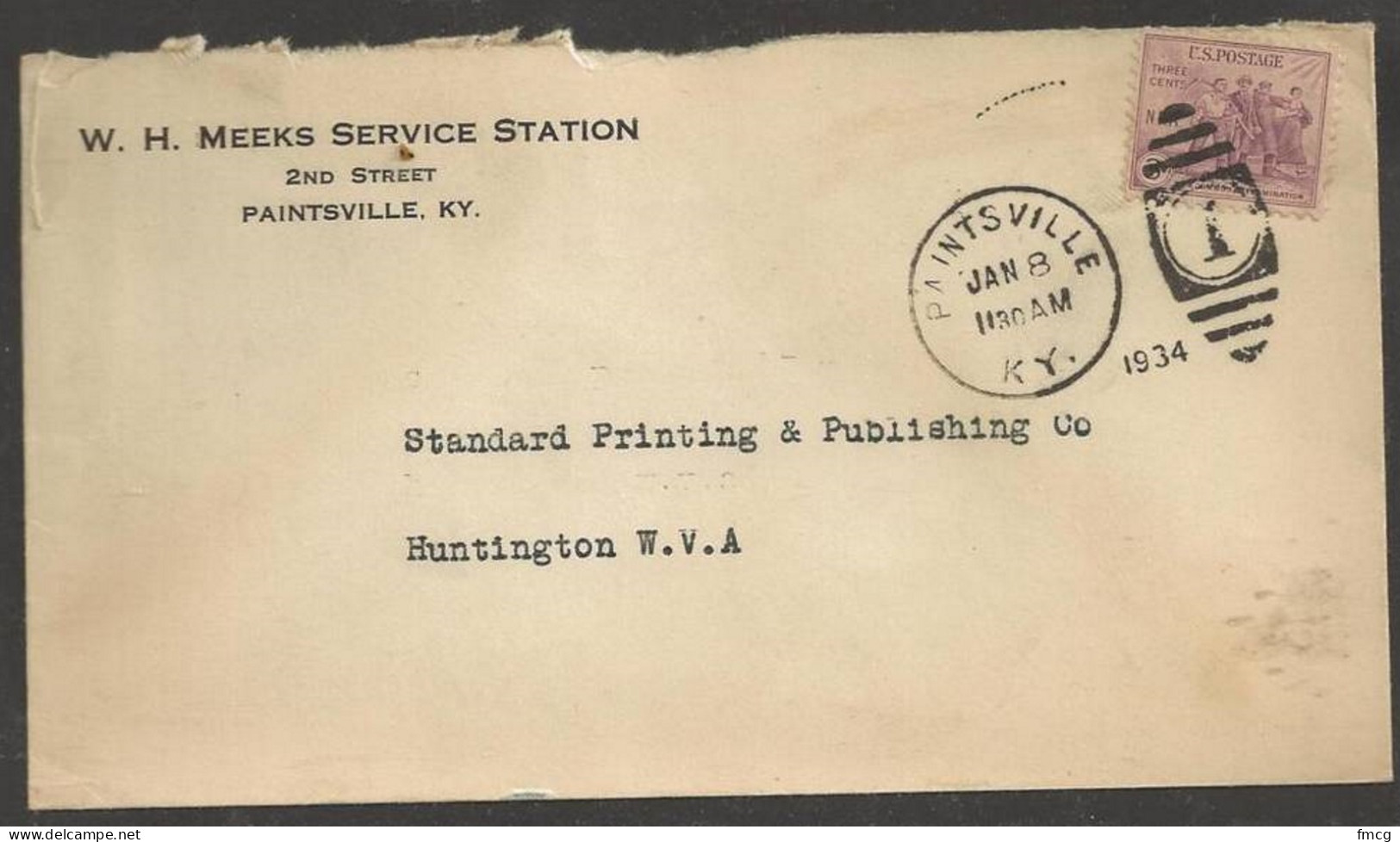1934 Kentucky Paintsville Jan 8 Corner Card - Briefe U. Dokumente