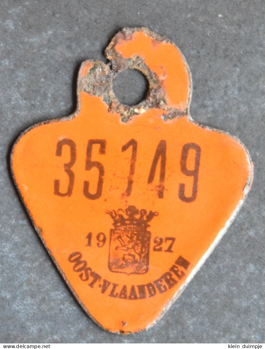 Oude Fietsplaat 1927 Oost-Vlaanderen. Email - Kennzeichen & Nummernschilder