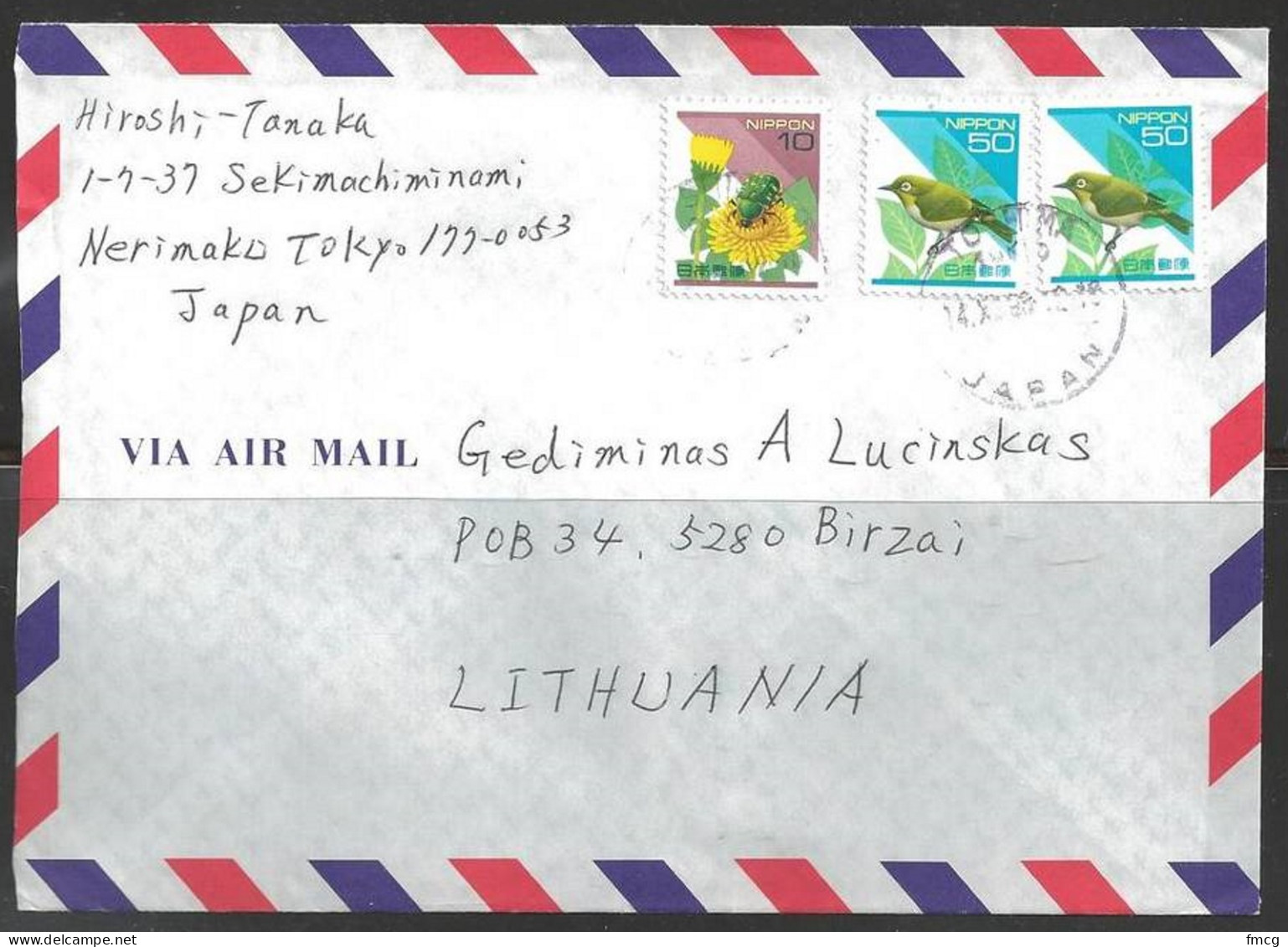 1998 Toyko (14.XII.98) To Birzai Lithuania - Lettres & Documents