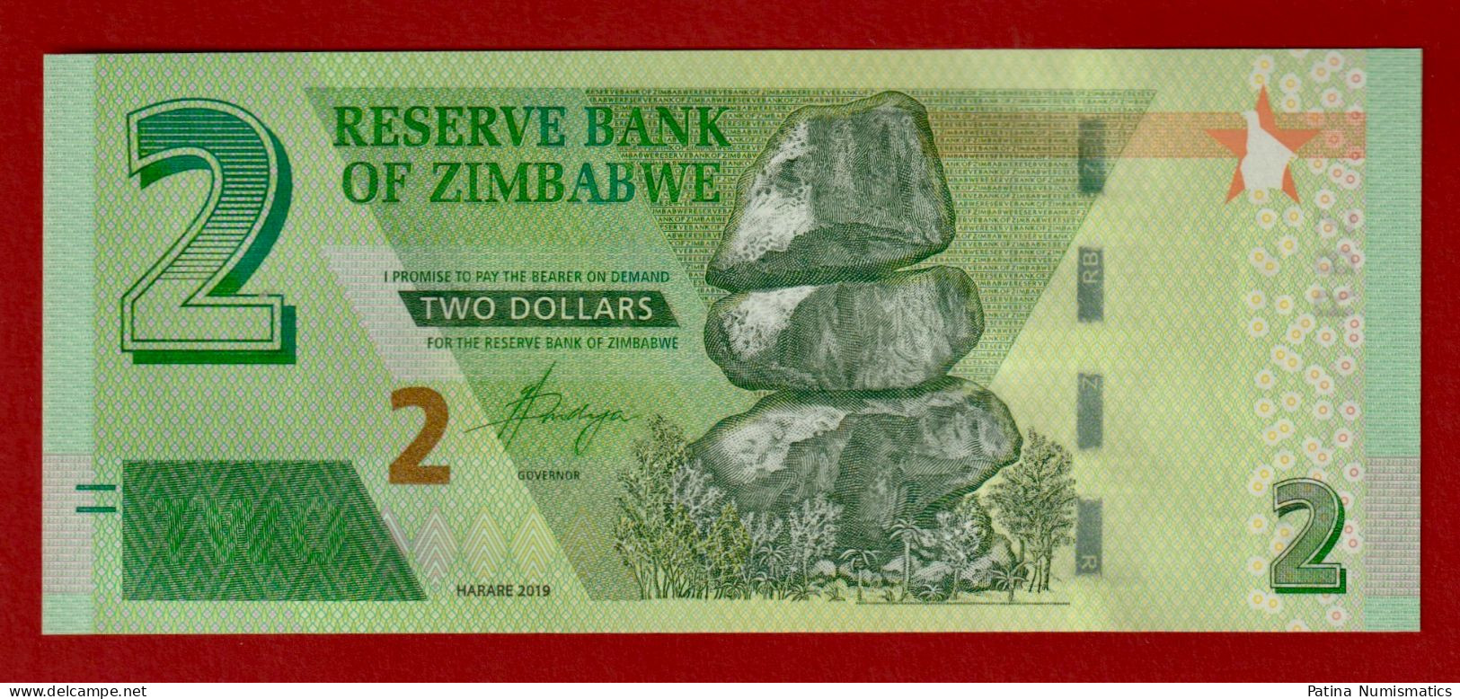 Zimbabwe 2 Dollars 2019 Eternal Flame P 101 AK Prefix Crisp Gem UNC - Simbabwe