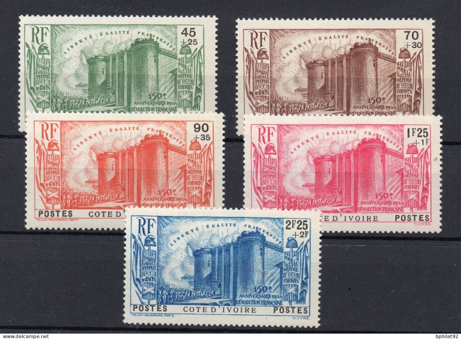 !!! COTE D'IVOIRE, SERIE BASTILLE N°146/150 NEUVE ** - Unused Stamps