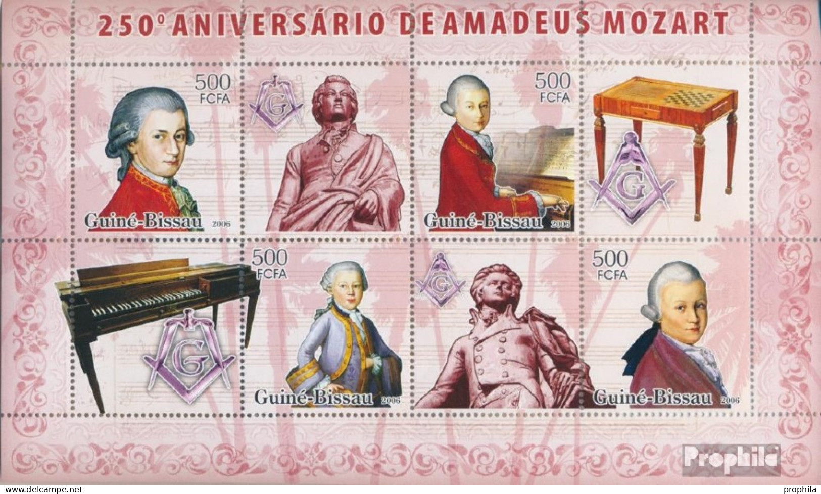 Guinea-Bissau 3416-3419 Kleinbogen (kompl. Ausgabe) Postfrisch 2006 Amadeus Mozart - Guinée-Bissau