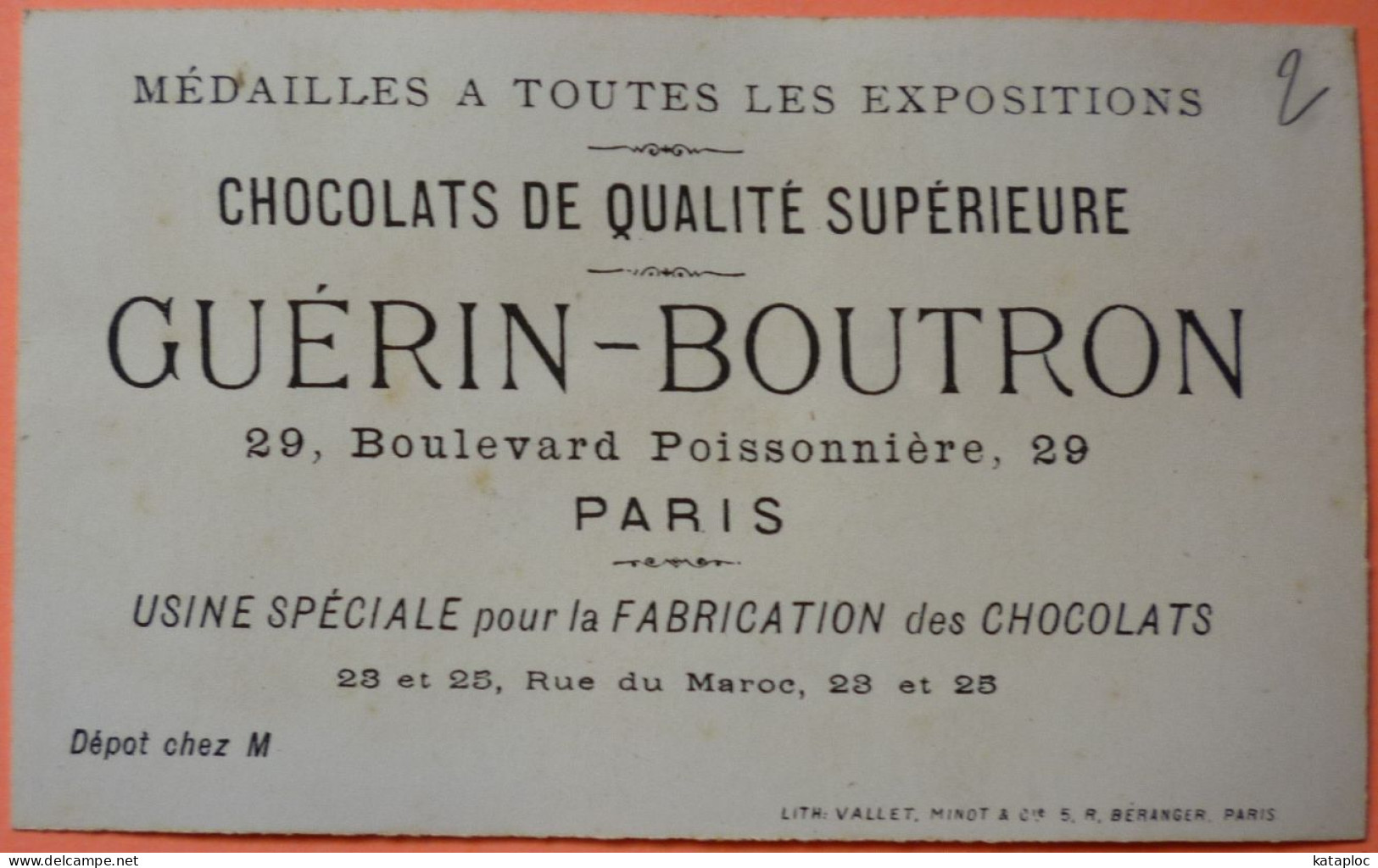 IMAGE CHROMO - CHOCOLAT GUERIN BOUTRON - LES CONSCRITS - SCAN RECTO/VERSO - Guérin-Boutron