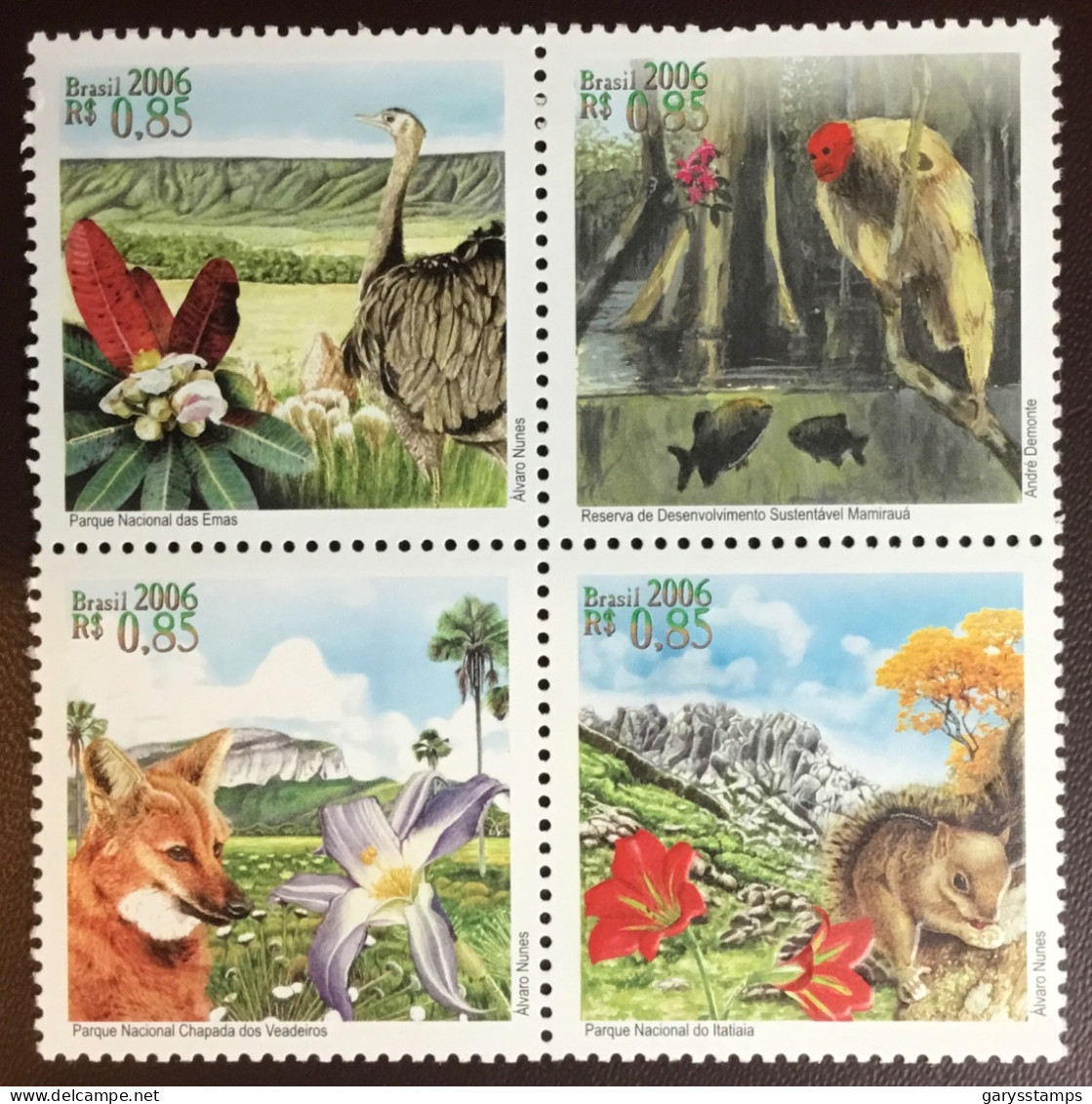 Brazil 2006 National Parks Birds Animals Fish Flowers MNH - Autres & Non Classés