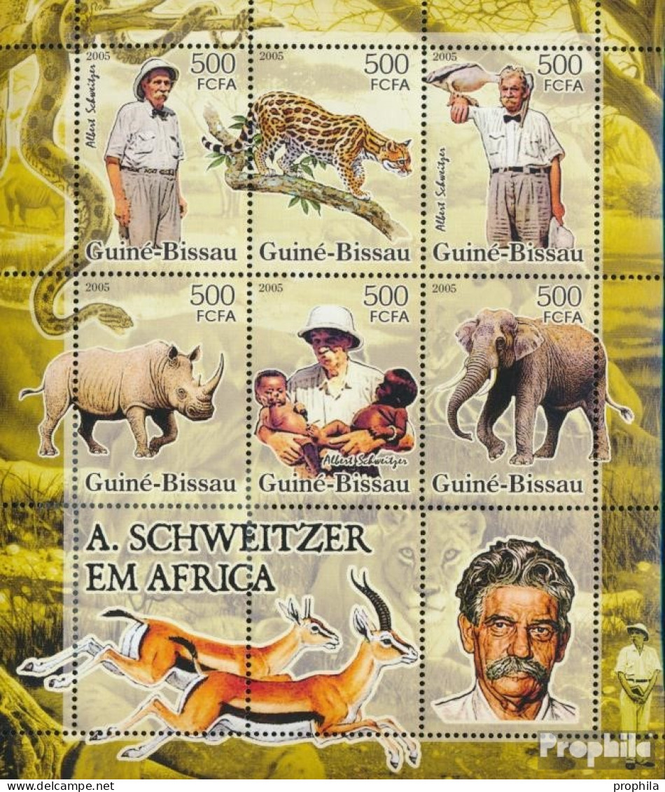Guinea-Bissau 3269-3274 Kleinbogen (kompl. Ausgabe) Postfrisch 2005 A. Schweitzer, Säugetiere - Guinée-Bissau