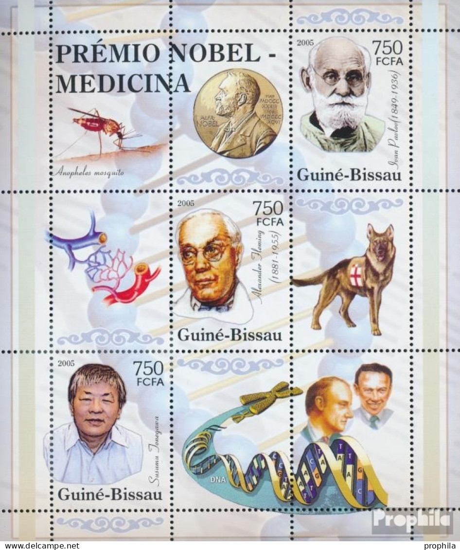 Guinea-Bissau 3180-3182 Kleinbogen (kompl. Ausgabe) Postfrisch 2005 Nobelpreisträger – Medizin - Guinée-Bissau