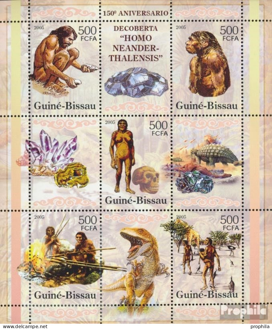 Guinea-Bissau 3149-3153 Kleinbogen (kompl. Ausgabe) Postfrisch 2005 Neandertaler, Mineralien - Guinea-Bissau