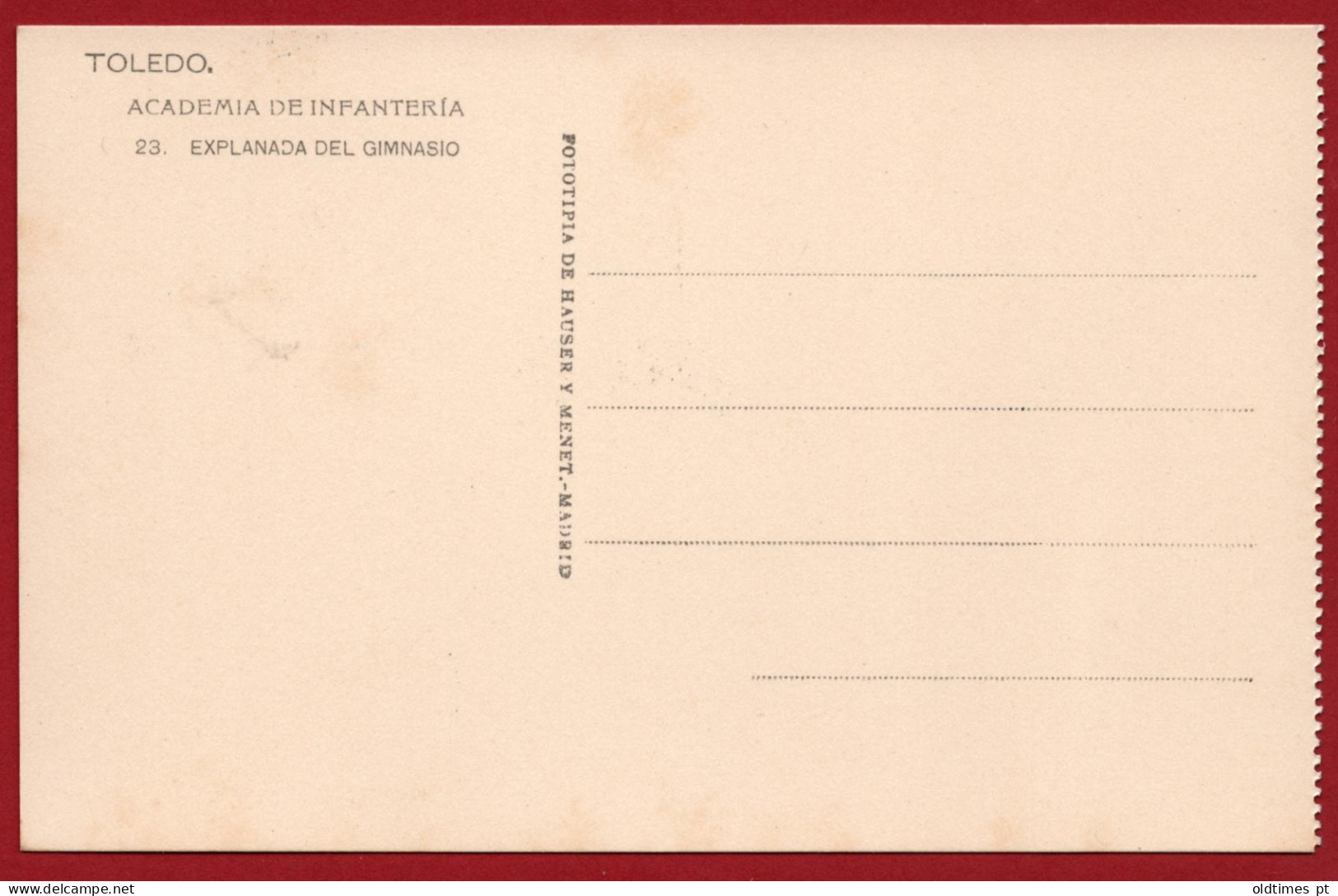 SPAIN - TOLEDO - ACADEMIA DE INFANTERIA - EXPLANADA DEL GIMNASIO - 1910 PC - Autres & Non Classés