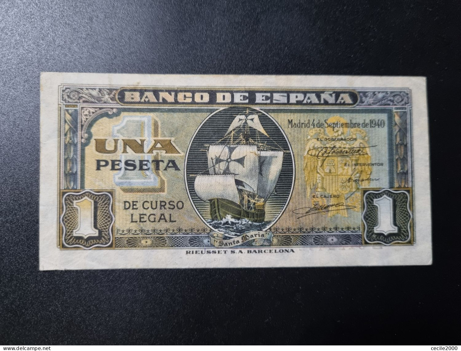 SPAIN BANKNOTE 1 PESETA 1940 AUNC BILLETE ESPAÑA EBC+/SC- *COMPRAS MULTIPLES CONSULTAR* - 1-2 Pesetas