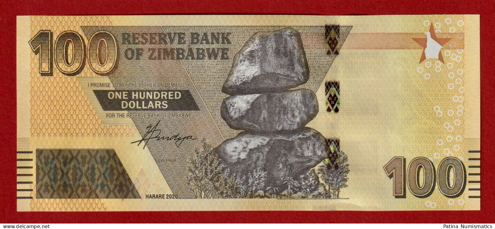 Zimbabwe 100 Dollars 2020 Tree / Ruins P 106 AA Prefix Crisp UNC - Simbabwe