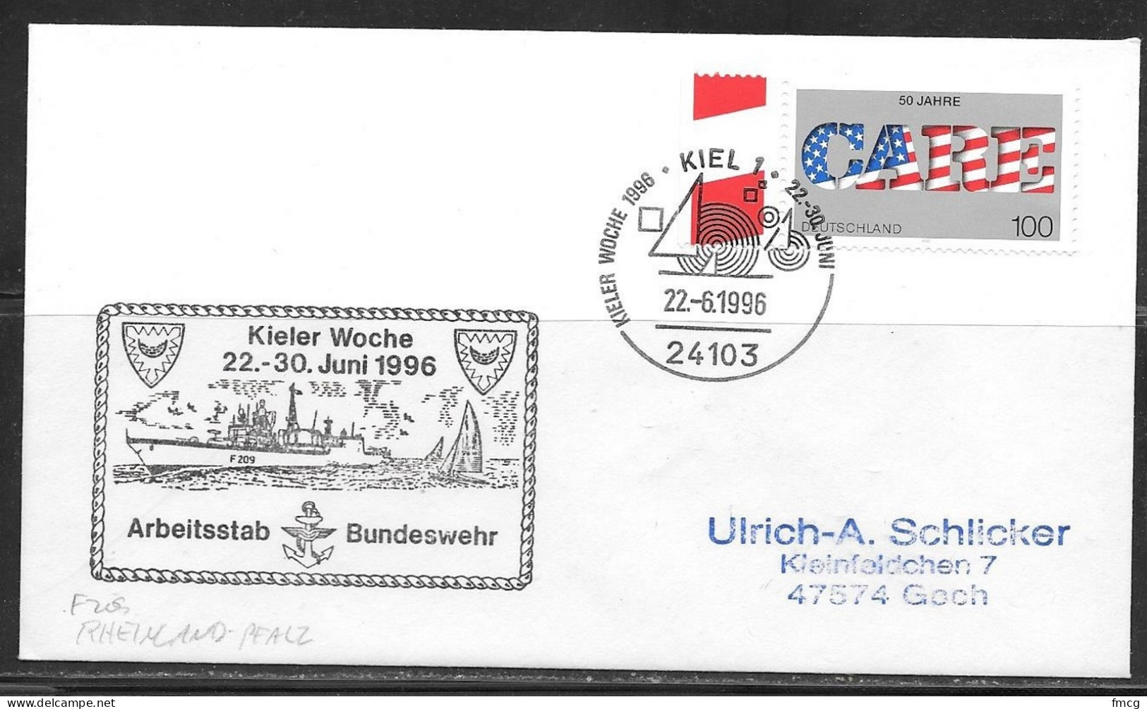 1982 Germany - Fancy Cancel - Kiel 22-6.1996 - Navy  - Covers & Documents