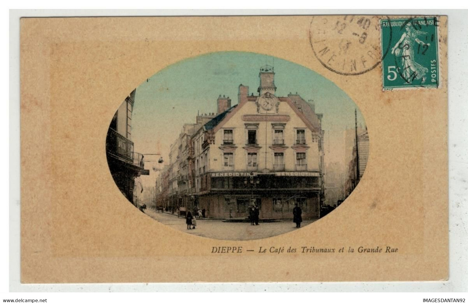 76 DIEPPE #16412 LE CAFE DES TRIBUNAUX ET LA GRANDE RUE CARTE MEDAILLON - Dieppe