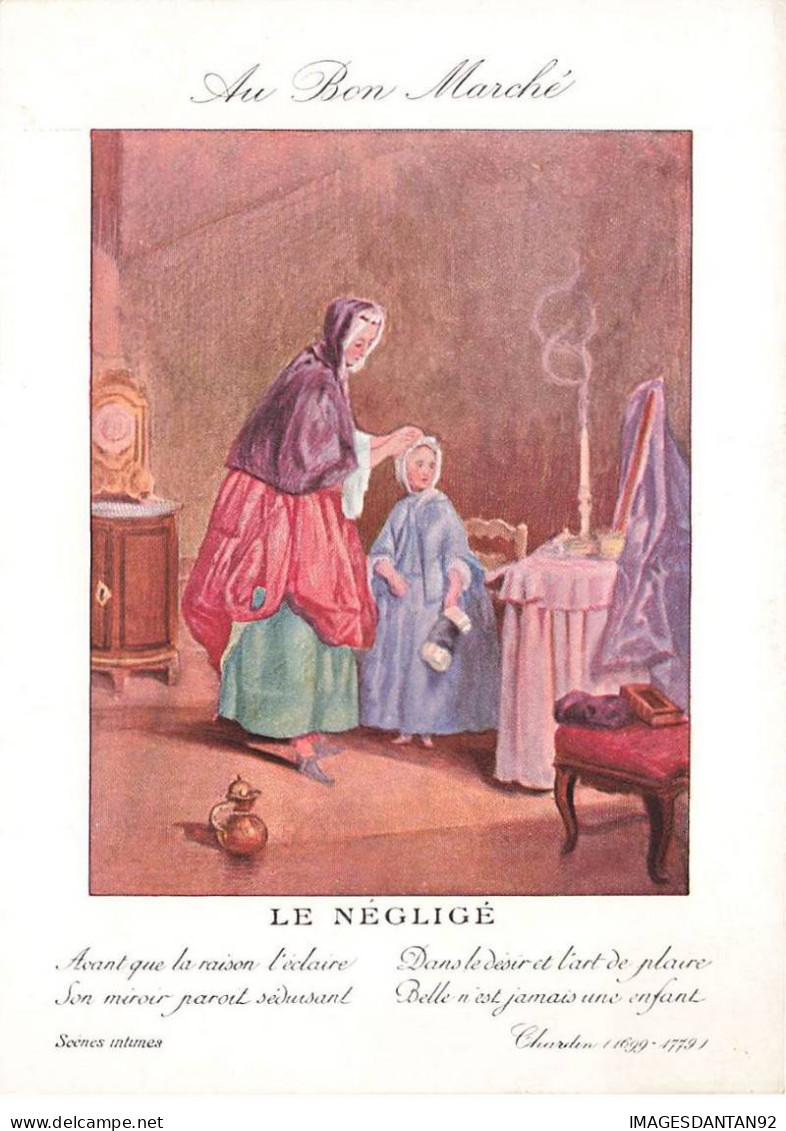 CHROMO #MK41250 AU BON MARCHE LE NEGLIGE FEMME ET ENFANT PAR CHARDIN 1699 1779 - Au Bon Marché