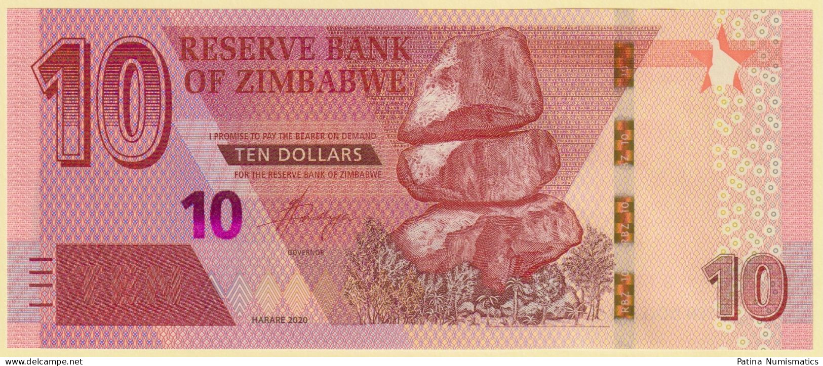 Zimbabwe 10 Dollars 2020 Water Buffalo P 103 AF Prefix Crisp UNC - Zimbabwe