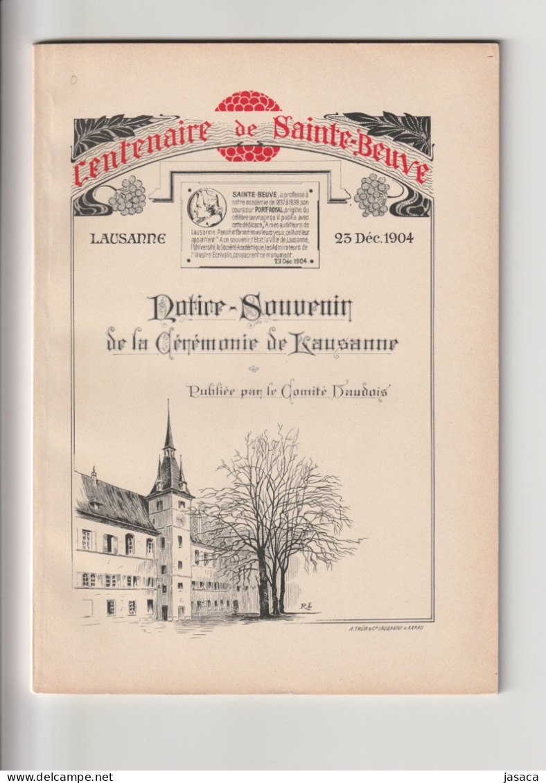 Centenaire De Sainte-Beuve Lausanne, 23 Décembre 1904  Notice-Souvenir - History