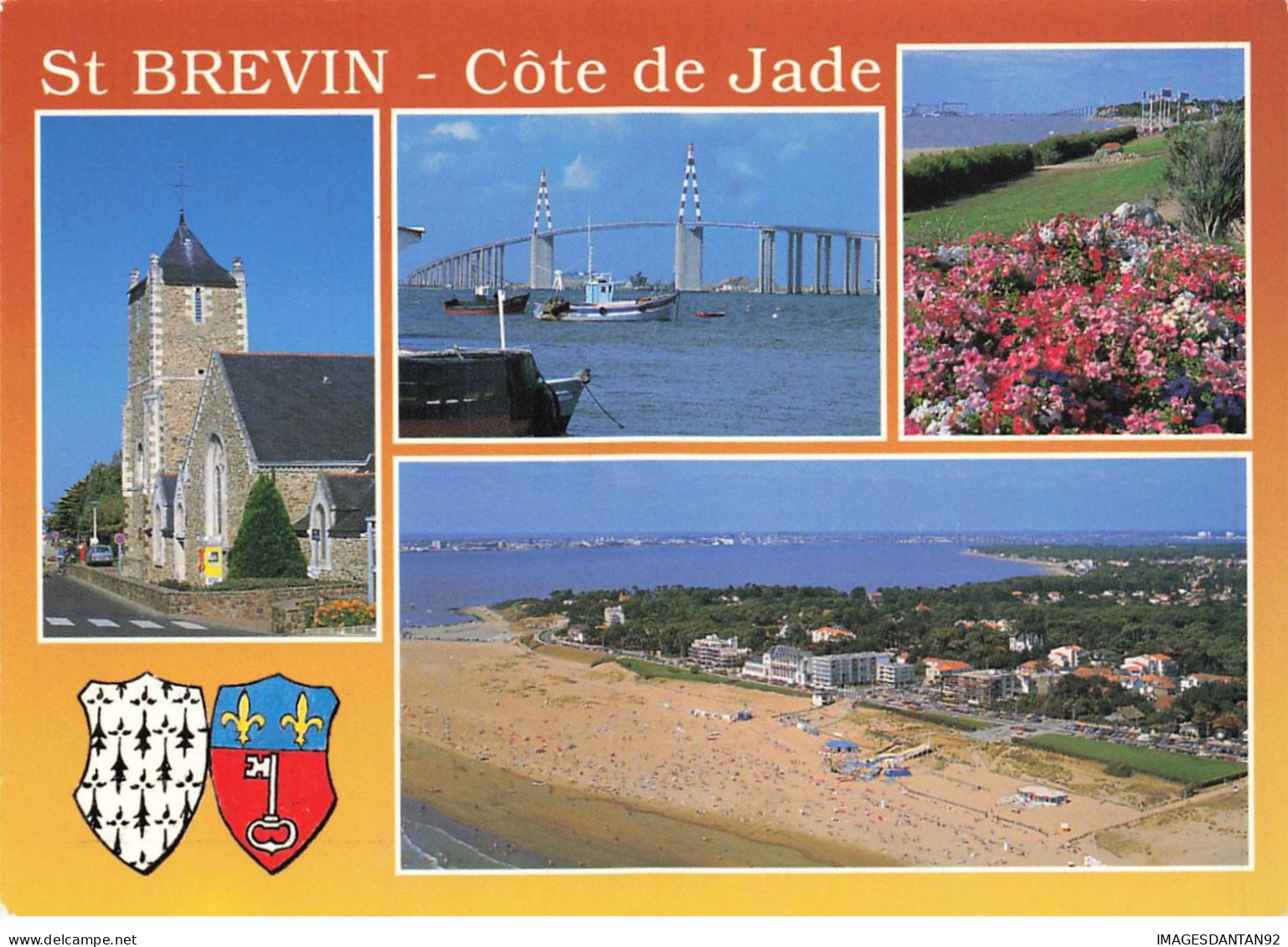 44 SAINT BREVIN #SAN49979 COTE DE JADE L EGLISE LA PLAGE ET LE PONT SUR L ESTUAIRE - Saint-Brevin-l'Océan