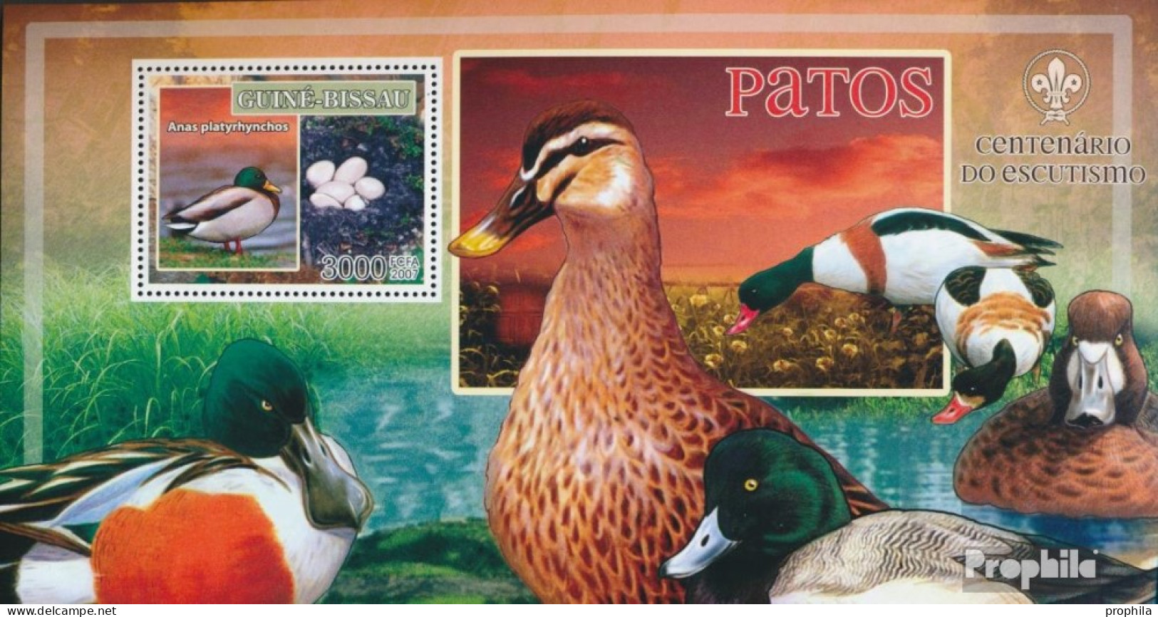 Guinea-Bissau Block 598 (kompl. Ausgabe) Postfrisch 2007 Vögel - Enten - Pfadfinderlogo - Guinée-Bissau