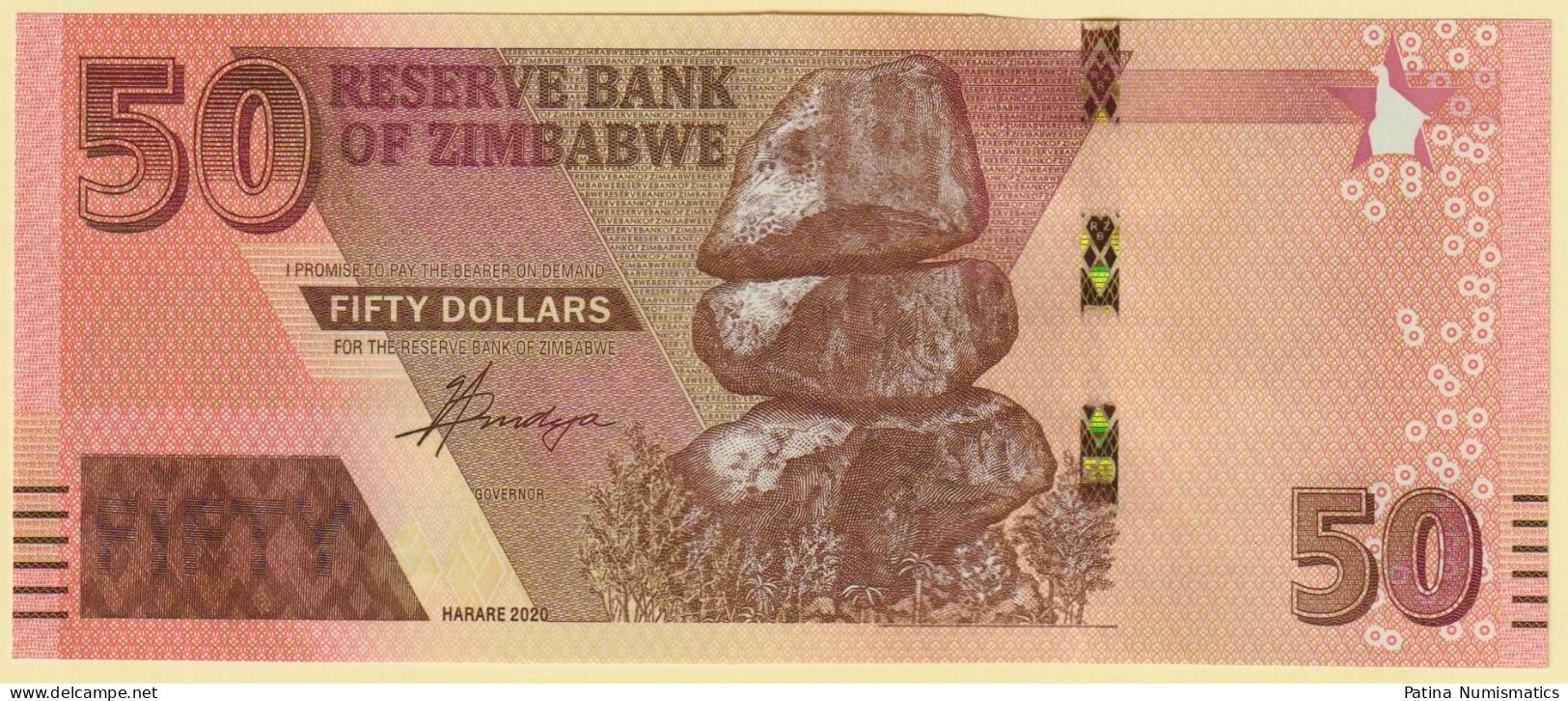 Zimbabwe 50 Dollars 2020 Unknown Soldier P 105 AF Prefix Crisp UNC - Simbabwe