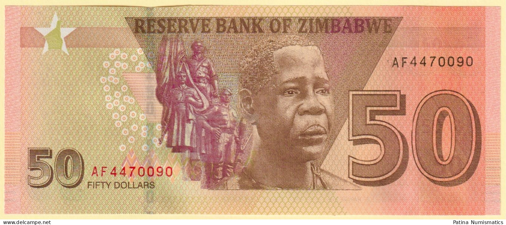 Zimbabwe 50 Dollars 2020 Unknown Soldier P 105 AF Prefix Crisp UNC - Zimbabwe