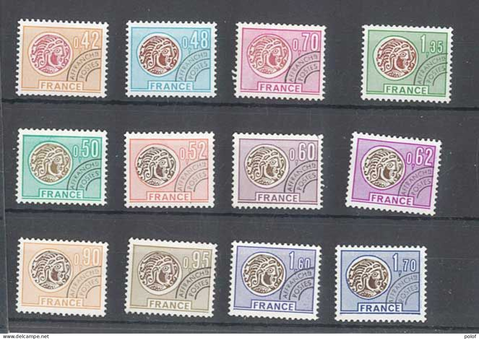 PREOBLITERE - Monnaies Gauloises- 4 Séries - 23 Timbres Sans  Gomme- Yvert  123 à 145 - 1964-1988