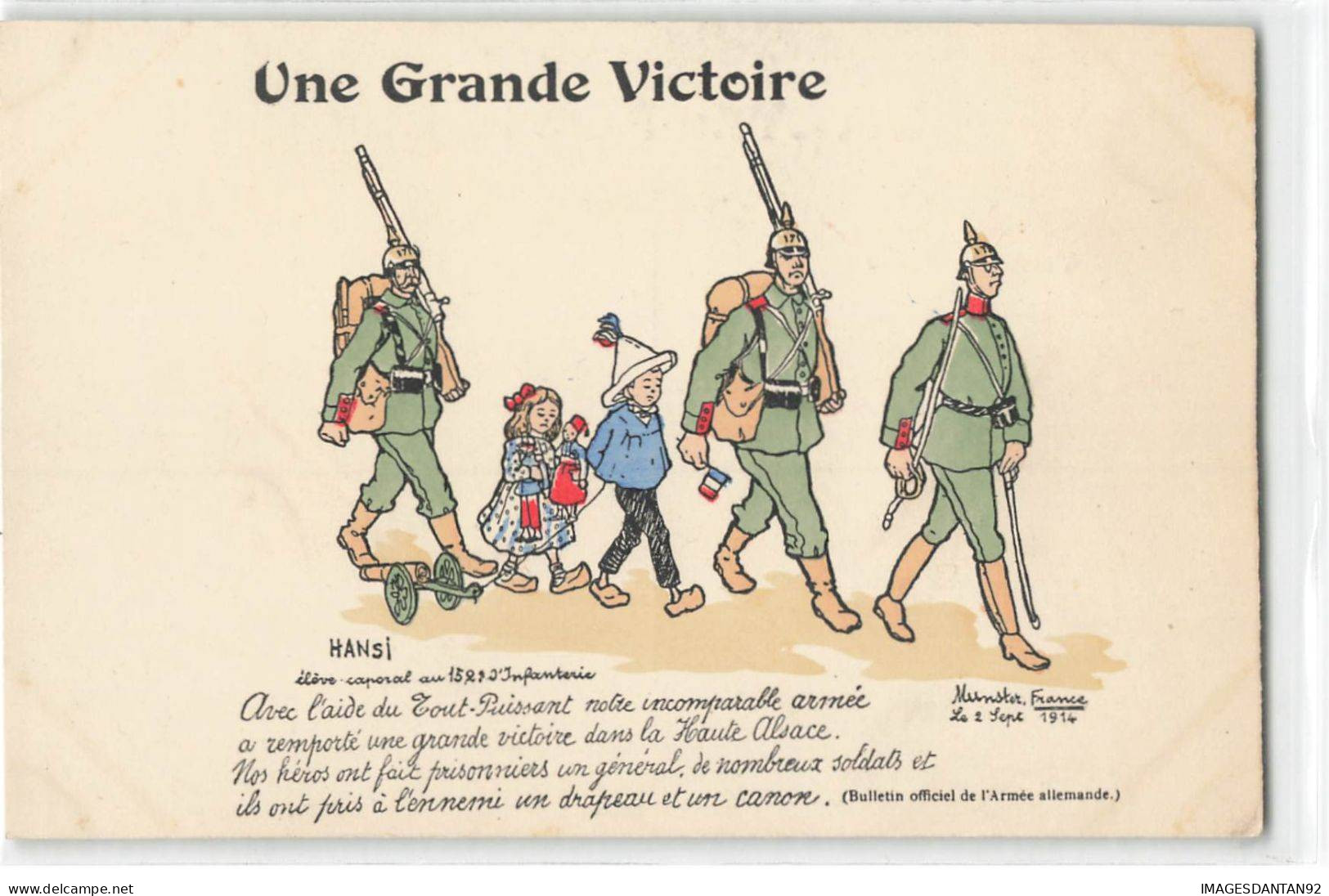 ILLUSTRATEUR #FG51933 HANSI JJ WALTZ UNE GRANDE VICTOIRE MUNSTER 1914 - Hansi