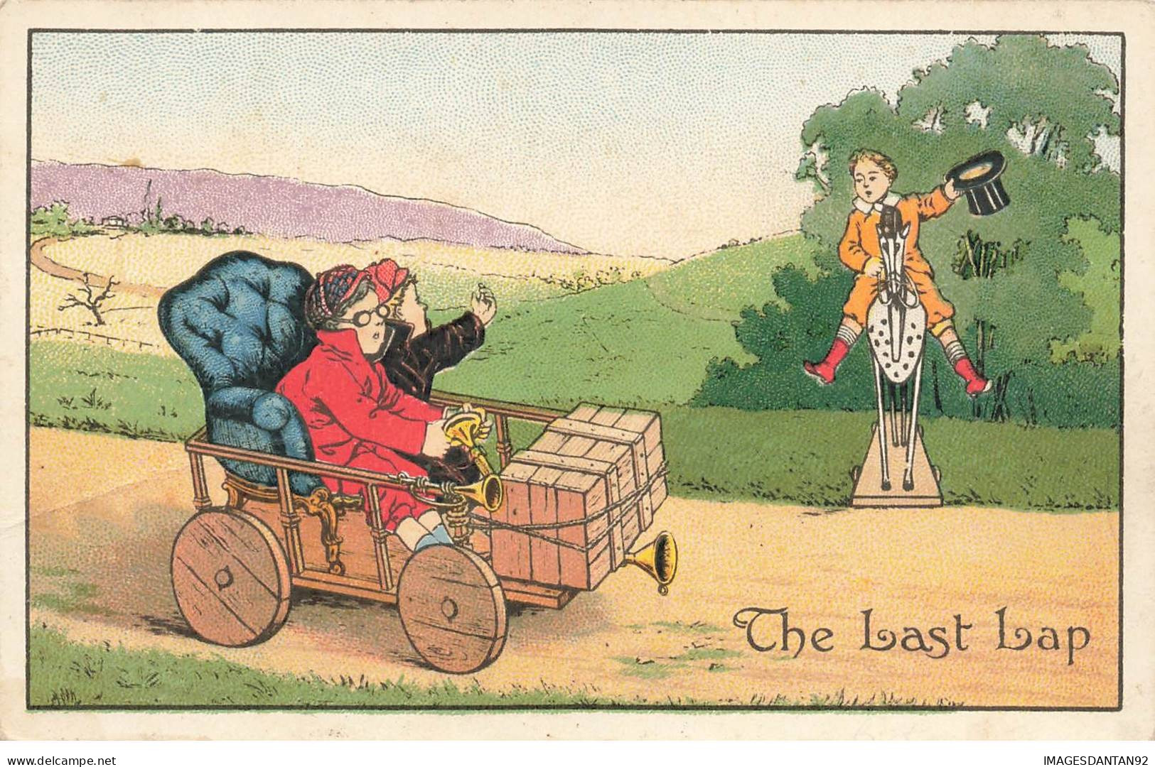 HUMOUR #MK48926 BIS THE LAST LAP VOITURE TACOT CAISSE A SAVON CHEVAL DE BOIS ENFANTS - Humour