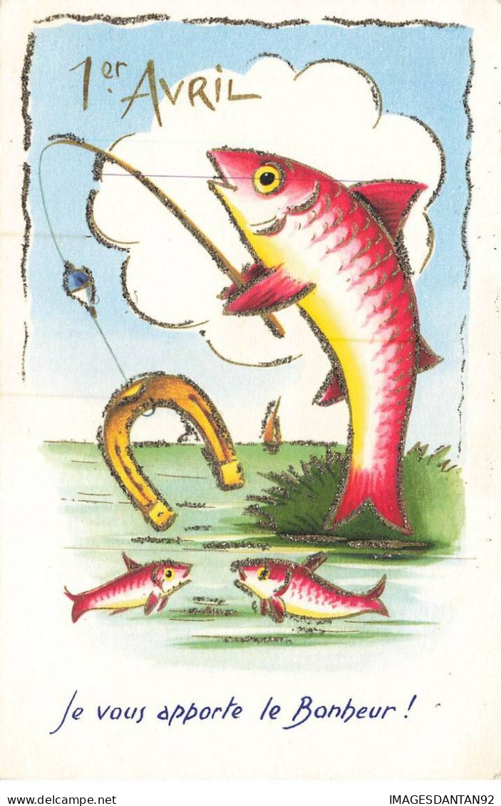FETES #MK48886 1 ER AVRIL POISSON PECHEUR CANNE A PECHE FER A CHEVAL - 1° Aprile (pesce Di Aprile)