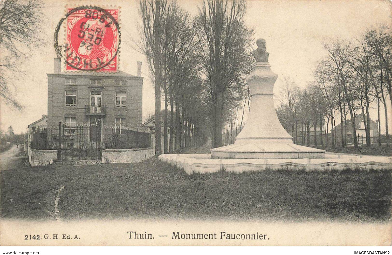 BELGIQUE #DC50858 THUIN MOMUMENT FAUCONNIER STATUE ALLEE ARBOREE - Thuin