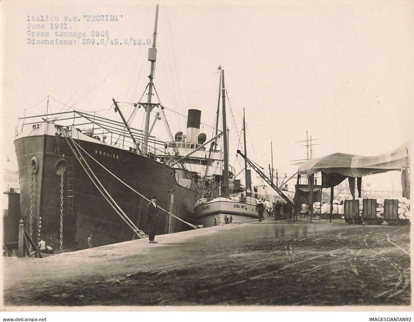 BATEAUX #PPMK1395 PHOTO ITALIAN S S PROCIDA JUNE 1921 - Boten