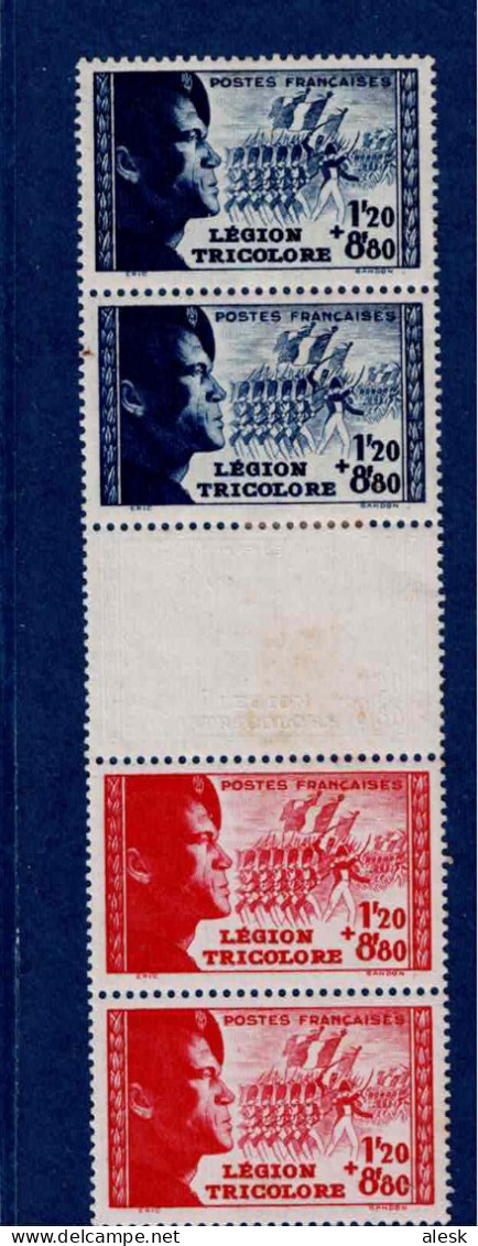 FRANCE N°565 + 566 (y&t) - Bande De 4 - 2+2 Avec Charnière - Pour La Légion Tricolore - 1942 - Unused Stamps