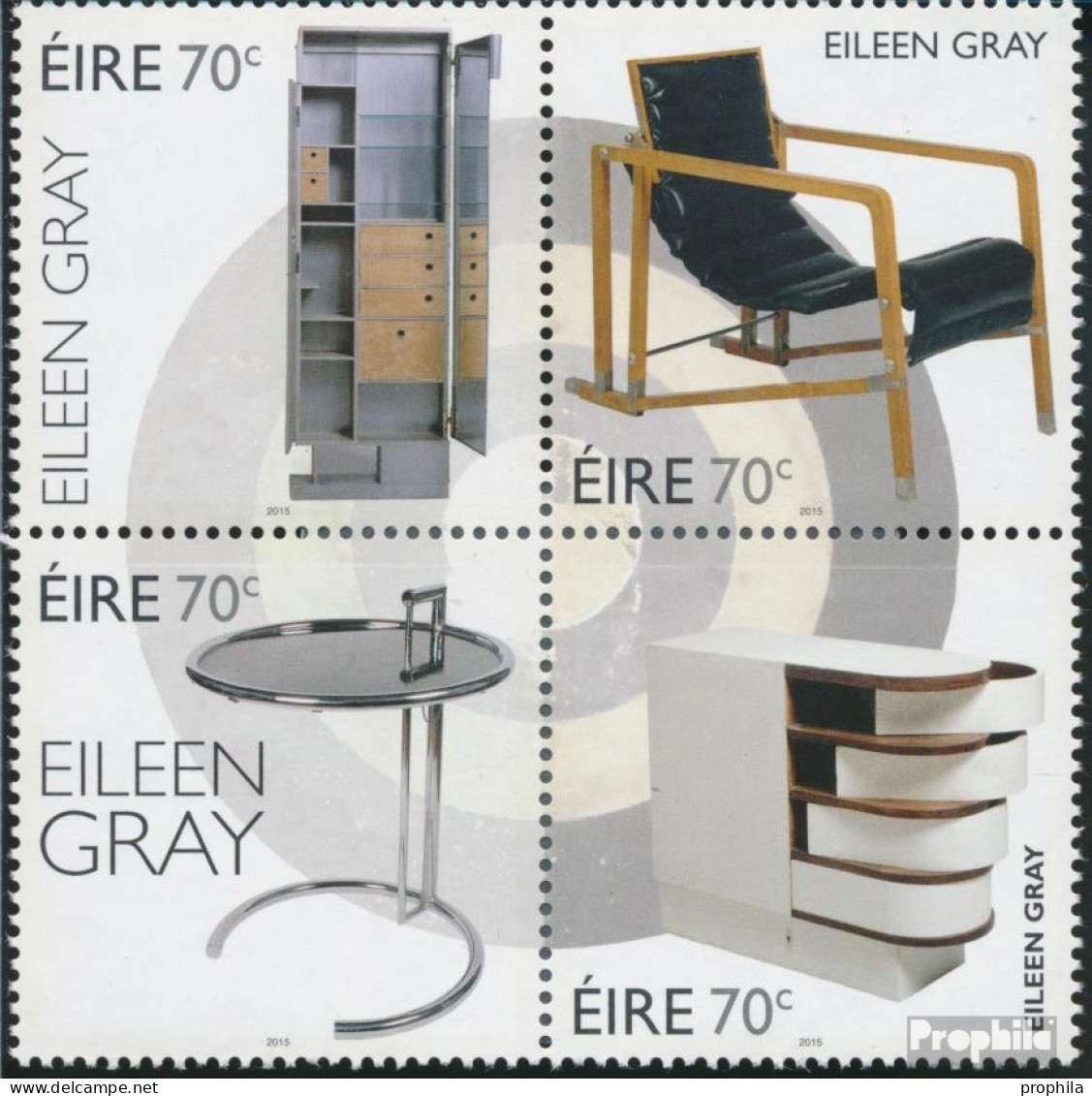 Irland 2145-2148 Viererblock (kompl.Ausg.) Postfrisch 2015 Eileen Gray - Unused Stamps
