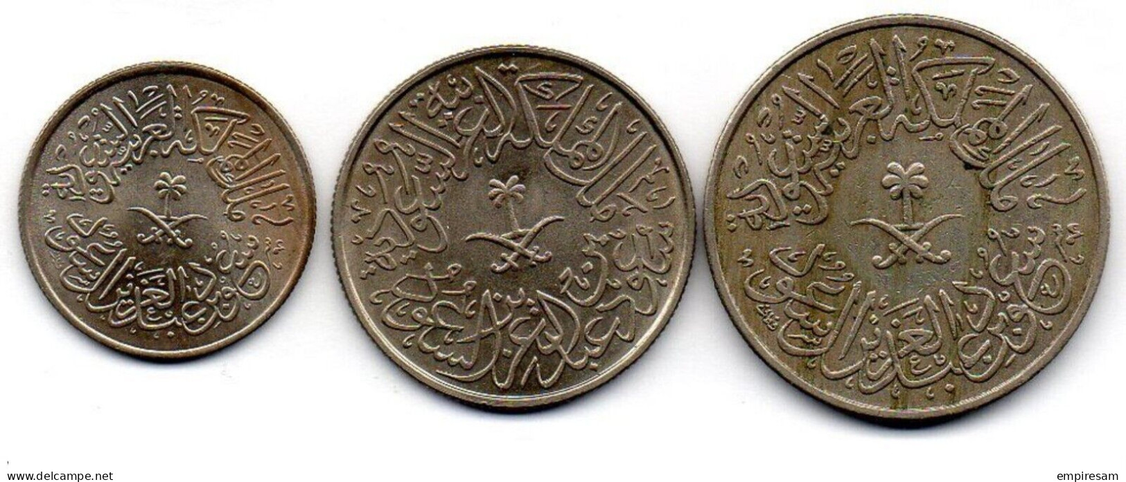 S.ARABIA- Set Of 3coins- 1, 2, 4 Ghirsh- Cu-Ni-AH1376-78 - 1956-58-KM #40-42, - Arabie Saoudite