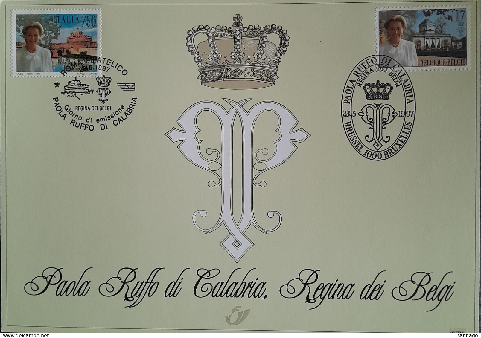 Belgique ( Nr 2706 ) Et L'Italie  ( Nr 2237 ) / Carte Souvenir => Paola Ruffo Di Calabria , Regna Dei Belgie - 1991-00: Storia Postale