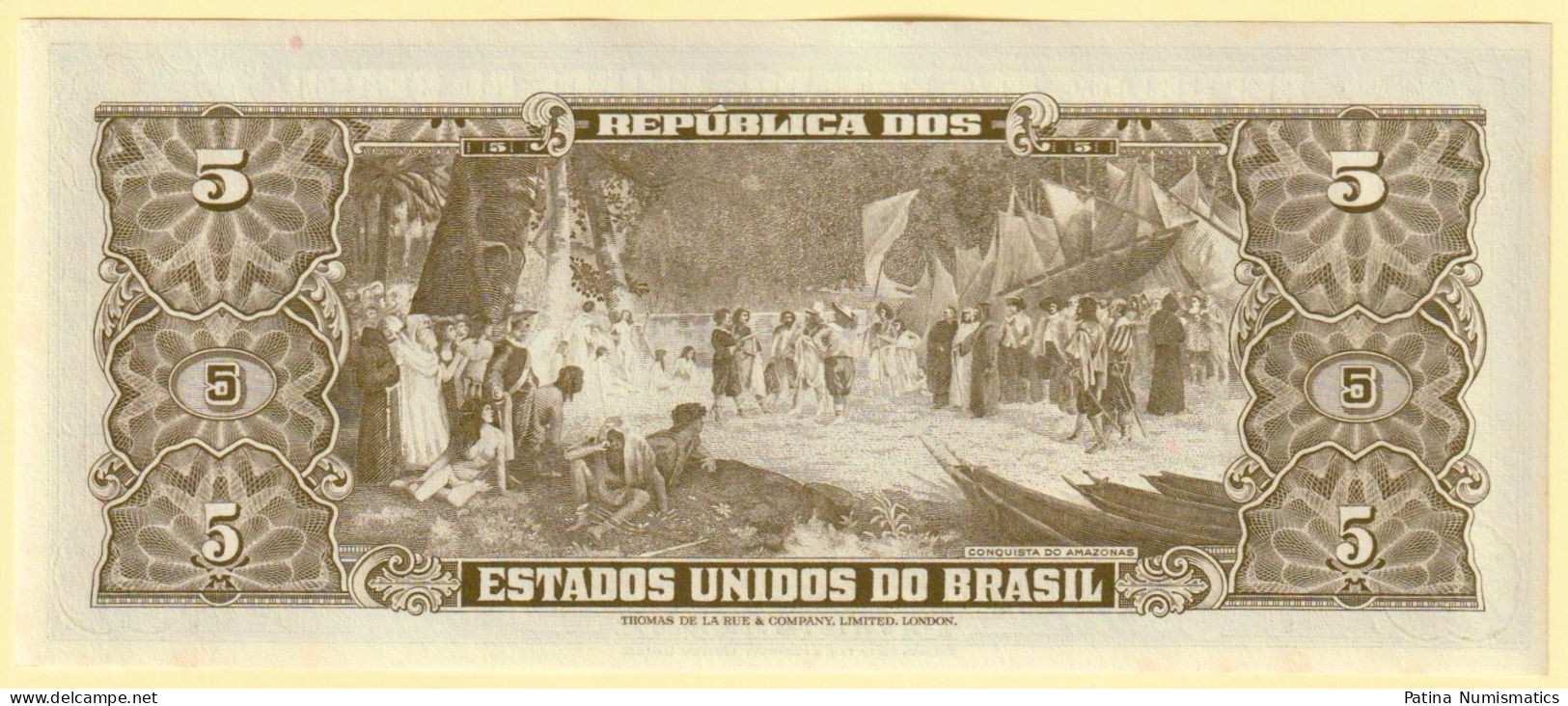 Brazil. 5 Cruzeiros. ND (1964). P.176d. Sign.14. Crisp UNC - Brazil